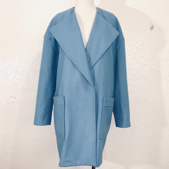 powder blue wool coat